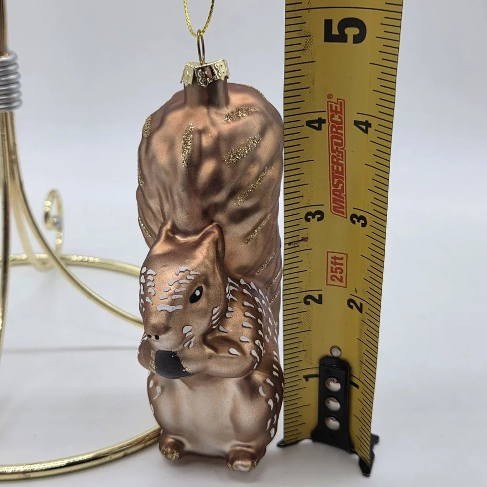 Big Bushy Tail Squirrel Blown Glass Christmas Ornament 4.25